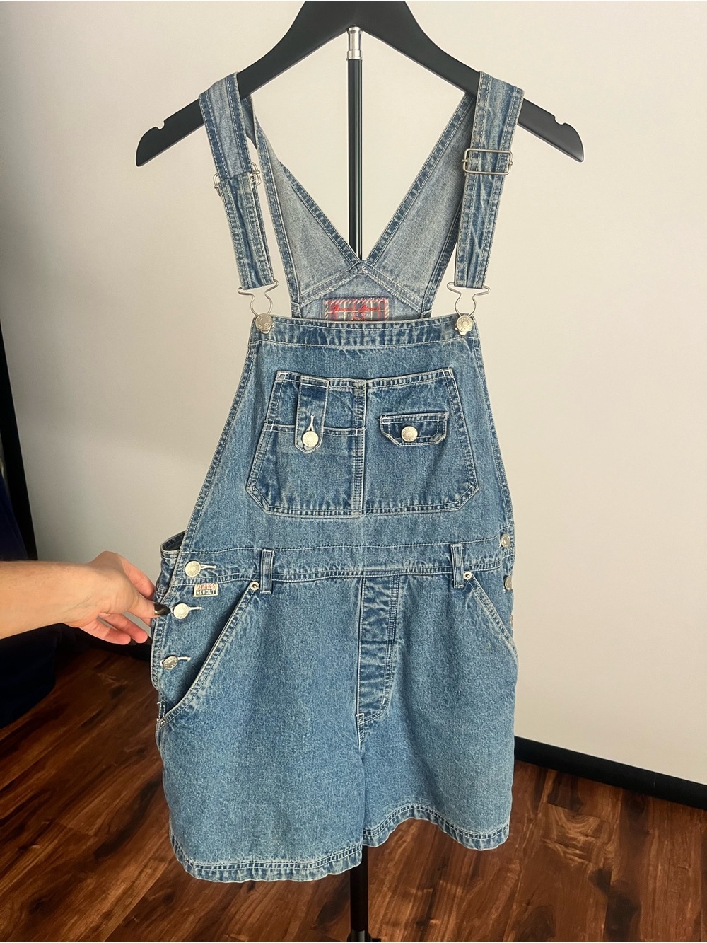 Denim Overall Shorts with Front Pocket